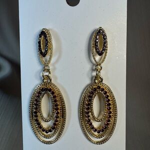 D’Bello Elegant Gold and Purple Dangle Earrings